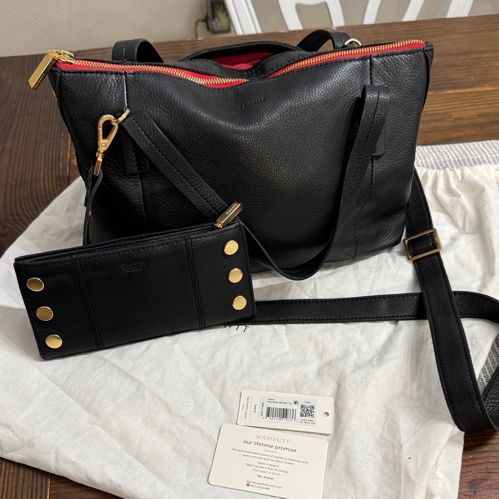 Hammitt medium Addie soft leather with Red Interior and Gold Accents - Picture 2 of 13